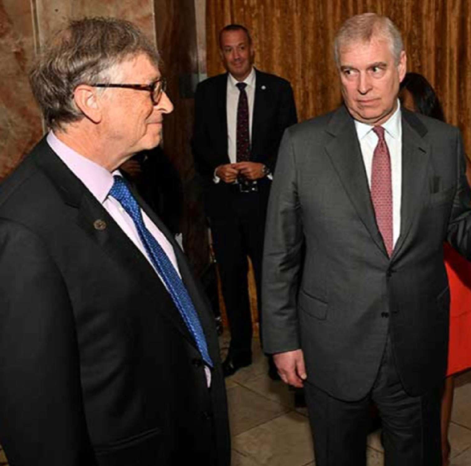 Bill Gates and Andrew Mountbatten-Windsor in Jeffrey Epstein's cropped version in London