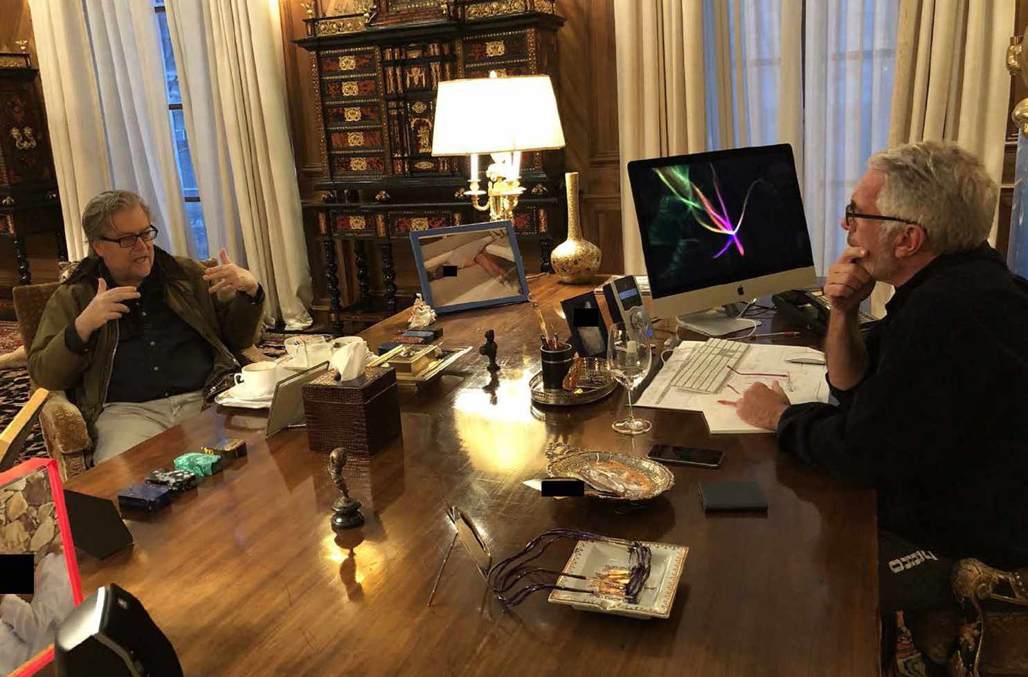 Steve Bannon in Epstein office